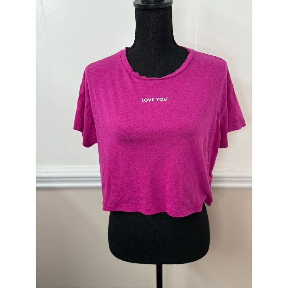 PINK Victoria’s Secret Love You Pink Short Sleeve Cropped Tee Size Small